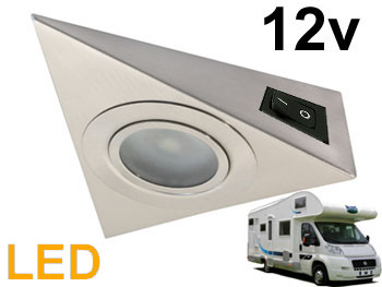 8670ww12 Spot triangle 12v 2.5w LED haute luminosité 280lm blanc chaud spécial cuisine de camping car, caravane, bateaux.