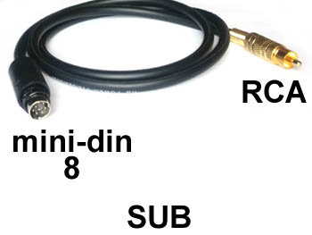 8mdin2rca Cordon subwoofer mindin 8 broches vers RCA male cable blind pour JVC SP-PWA9 SP-PWA10 L=1,5m