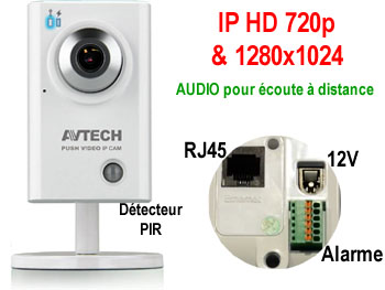 avn801 Camera IP AVTECH AVN801 CAMIP9  haute dfinition 1280x1024 compatible smartphone Android / iphone EAGLE EYES avec fonction Push alarme et Audio pour coute