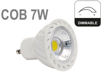 cob7gu10dimc AMPOULE LED 7w GU10 230V blanc froid type COB haute puissance 36° dimmable compatible variateur 230v
