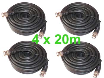 cxcbnc420 Pack 4 x 20 metres - cable / cordon coaxial vido BNC BNC 75 ohms rg59 pour vidosurveillance L=4 x 20m 
