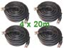 Pack 4 x 20 metres - cable / cordon coaxial vidéo BNC BNC 75 ohms rg59 pour vidéosurveillance L=4 x 20m 