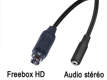 fbx2jkf Cordon cable audio stro blind mini din 9 broches pour Freebox HD vers jack 3.5mm femelle L=10cm