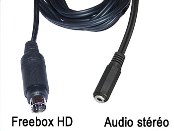 fbx2jkf14 Cordon cable audio stro blind mini din 9 broches pour Freebox HD vers jack 3.5mm femelle L=1,4m