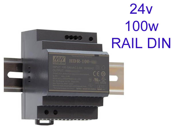 hdr10024 Alimentation transformateur 230v vers 24v pour tableau electrique en rail DIN compatible LED jusqu'à 100w