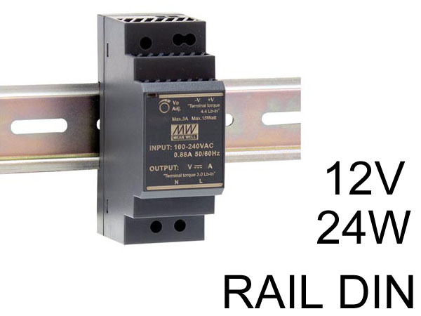 hdr3012 Alimentation transformateur 230v vers 12v pour tableau electrique en rail DIN compatible LED jusqu'à 24w