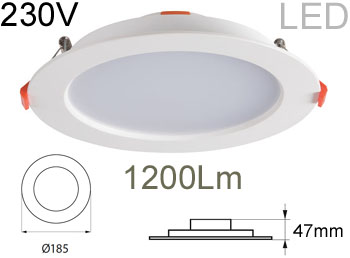 liten18nw Grand spot encastrable LED rond 18 cm 230v 18w 1200lm 4000K  blanc neutre pour faux plafond