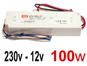 lpv10012 Alimentation transformateur étanche ip67 isolé 230v vers 12v spécial LED jusqu'à 100w