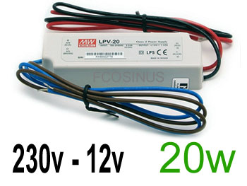lpv2012 Alimentation transformateur étanche ip67 isolé 230v vers 12v spécial LED  jusqu'à 20w