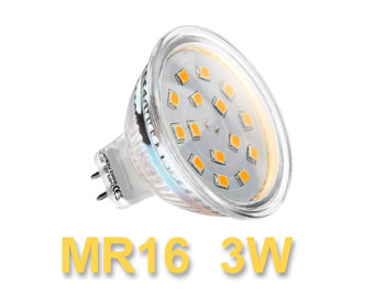 smdmr16ww Ampoule LED MR16 12v AC DC 3w 270Lm 120 Blanc chaud 3000k