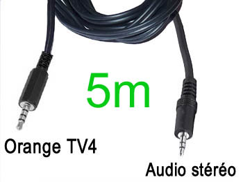 tv4jk5 Cordon cable audio stro blind jack 3.5mm 4 contacts pour dcodeur Orange TV4 vers jack 3.5mm male L=5m