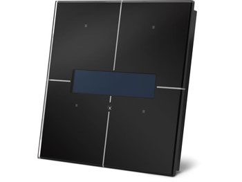 vmbgpodb VELBUS Module de commande en finition verre avec touches tactiles quadruples, noir, avec cran oled et contrleur de temprature