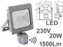 Projecteur extérieur haute puissance LED 220v - 230v 20w 1500Lm 4000K avec détecteur de mouvement