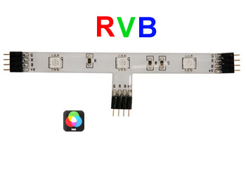 chls83 Flexible en T  LED 5050 tanche RGB / RVB - 3 LED - 12VCC 0.056A 0.68w chainable