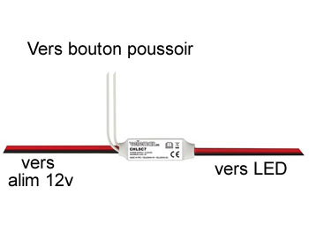 chlsc7 mini variateur 12v - 24v 5A control par bouton poussoir pour flexible LED et ampoule halogene MR11 MR16