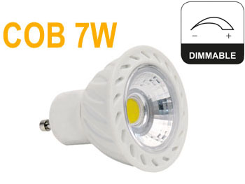 cob7gu10dim AMPOULE LED 7w GU10 230V blanc chaud type COB haute puissance 36 dimmable compatible variateur 230v