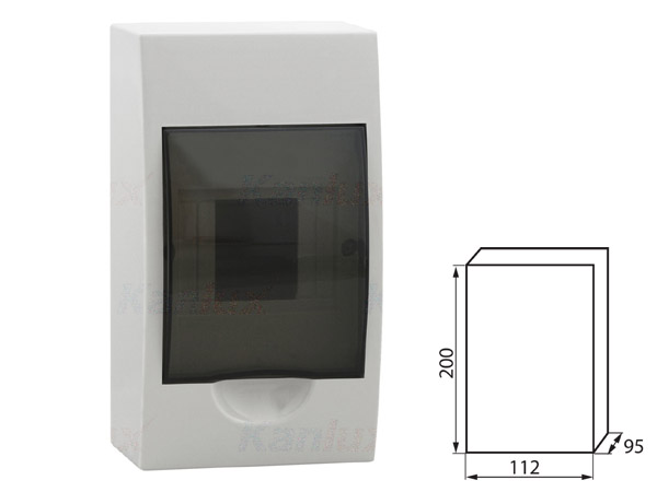 db104s Coffret tableau electrique de distribution en largeur RAIL DIN 4 modules avec porte transparente