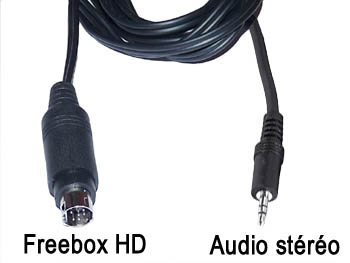 fbx2jk Cordon cable audio stro blind mini din 9 broches pour Freebox HD vers jack 3.5mm male L=2m