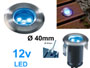Mini Spot LED 12v 0.5w 12000-15000 K, Rond, étanche IP68 pour l'exterieur. Faible profondeur. Encastrable pour sol de terrasse, jardin et plage de piscine