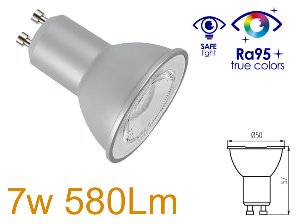 iqled7ww Ampoule LED CRI95 7w GU10 230v blanc chaud 2700k 36 srie IQ LED certifi TUV