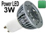 AMPOULE Power LED haute puissance 3w 30° VERTE faisceau concentré type GU10 230V 