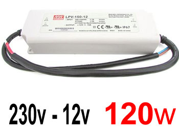 lpv15012 Alimentation transformateur étanche ip67 isolé 230v vers 12v spécial LED jusqu'à 120w