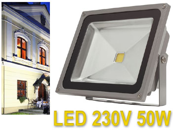 mondo50 Projecteur extérieur haute puissance LED 230v 50w 3010 Lm pour éclairage de facade, bosquets et arbres