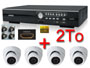 Pack video surveillance haute définition Internet avec enregistreur numerique 2To H.264 + kit 4 caméras dome HD 1080p grand angle couleur jour - nuit avec iR compatible iphone / Android