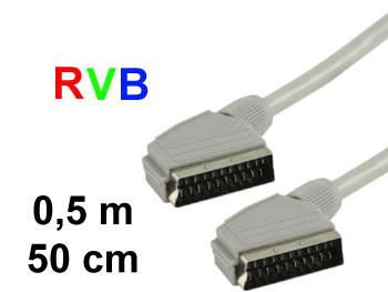 prtrvb50 Cable vido cordon Peritel male - male Court  50cm - blind souple - RVB HQ - L=0,5m