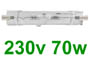 Ampoule 230v 70w au format Rx7s à Iodure Metalhalogene Blanc Chaud 3000k ( compatible turo70 )