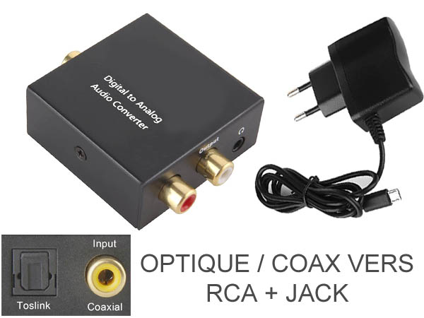 Câble adaptateur audio analogique RCA vers coaxial optique