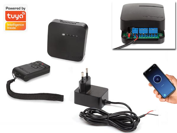 vm130v2set Kit télécommande sans fil + récepteur 230v et 12v à 2 canaux à relais 433 Mhz compatible smartphone via Tuya et wifi