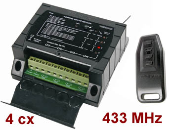 vm160 Kit télécommande sans fil + récepteur 230vac à 4 canaux à relais 433 Mhz en boitier compatible RAIL DIN pour tableau électrique 