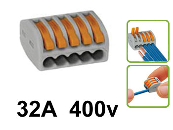 wg222415 Borne de connexion WAGO pour 5 cables électriques souples ou rigides 
