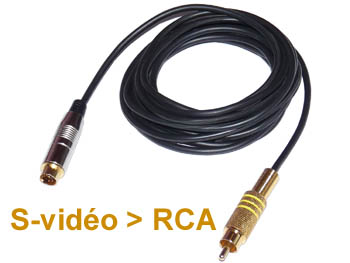 yc2rca10 Cordon cable adaptateur HQ Svido minidin 4 broches ( compatible mini-din 7 broches ) vers RCA video composite L=10m